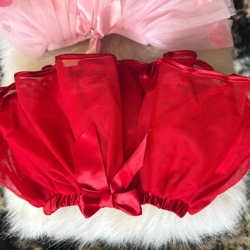 Set of 3 Girls' Tulle Tutus - White, Pink & Red 0-12 months
